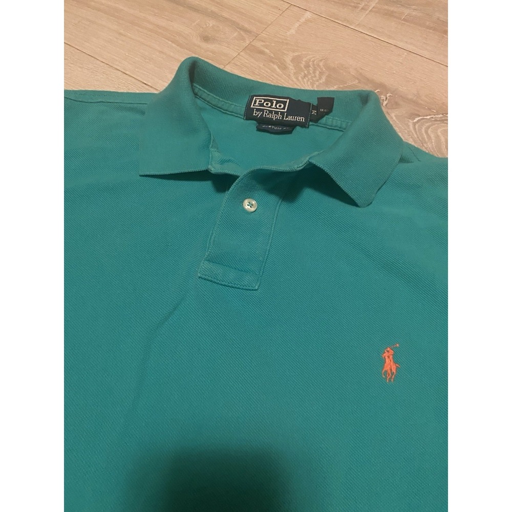 Polo Ralph Lauren Custom Fit Polo Shirt Men's Medium Green Teal Pony Logo Golf